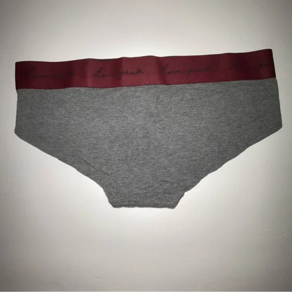 2Pc Pink Victoria’s Red and Gray Lace and Cotton Panties - Picture 10 of 12